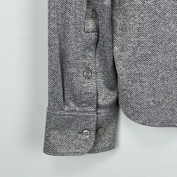 Stone Rose Mens Hi Tech Gray Herringbone Button Up Shirt Long Sleeves size M - Picture 8 of 12